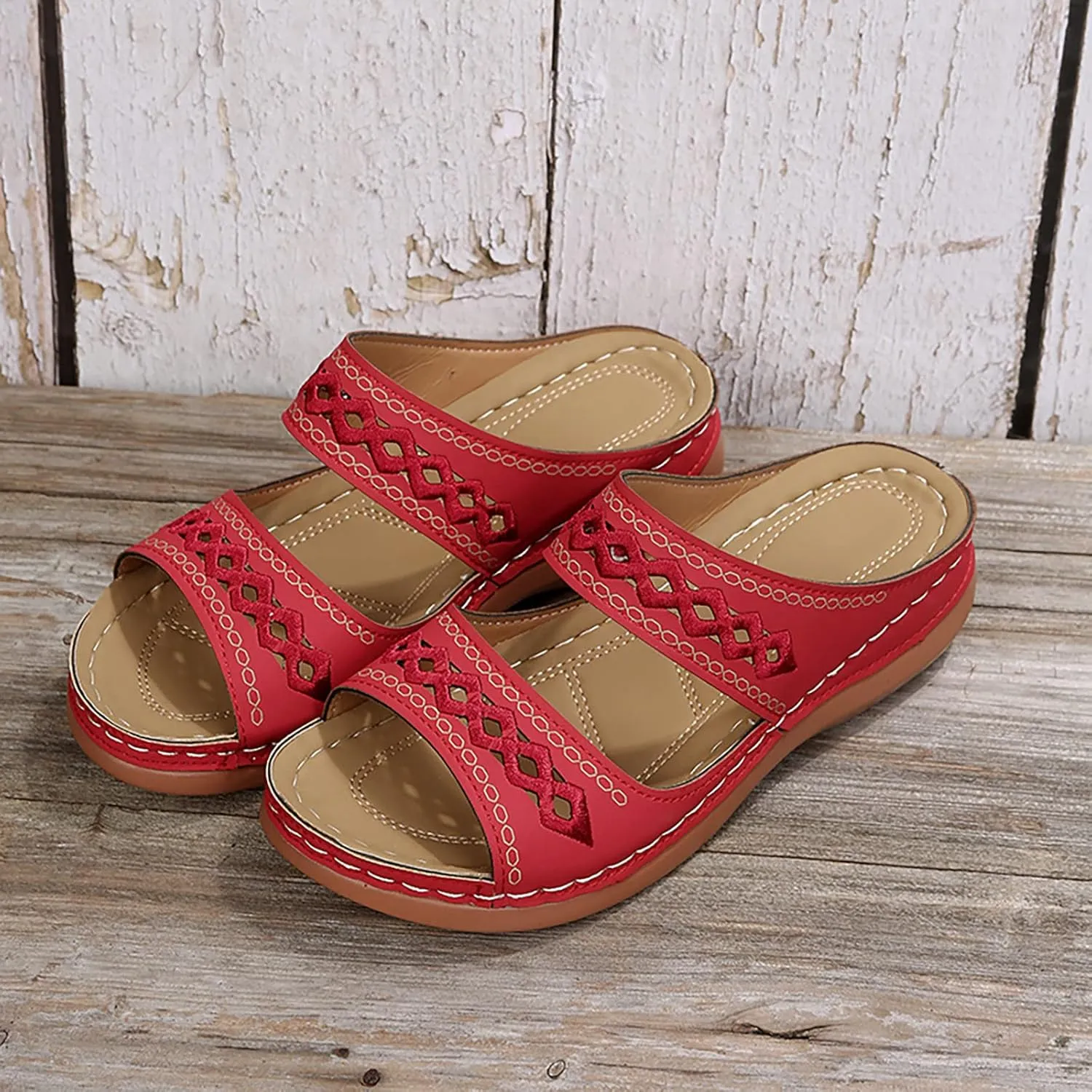 2025 Womens Sandals For Summer And Spring Comfortable Trendy Wedge Platform Arch Support Wide Width Flip Flops