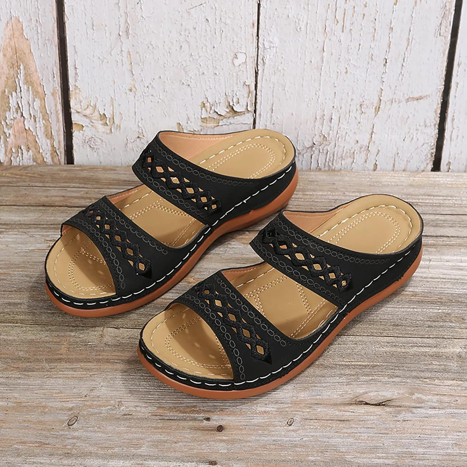 2025 Womens Sandals For Summer And Spring Comfortable Trendy Wedge Platform Arch Support Wide Width Flip Flops