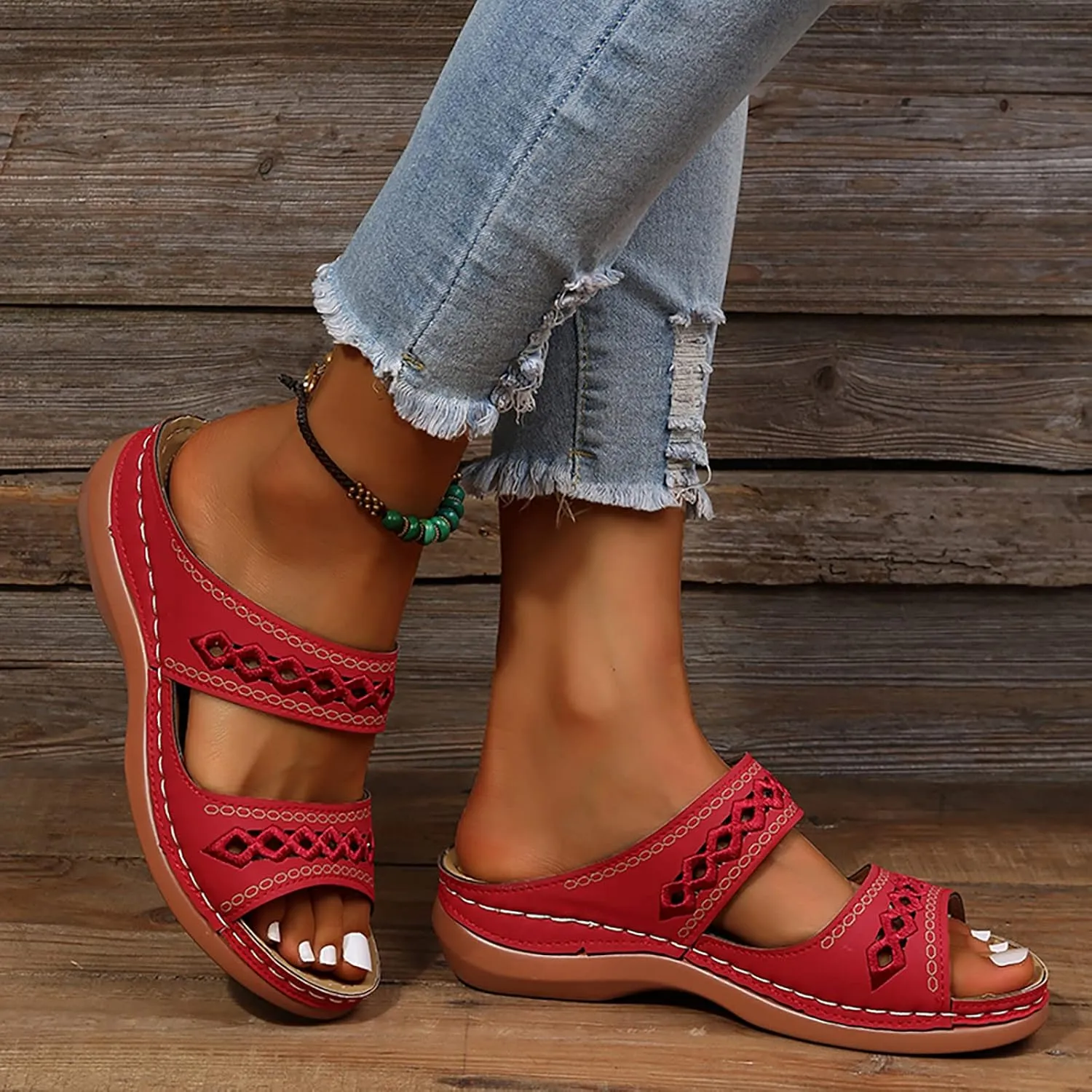 2025 Womens Sandals For Summer And Spring Comfortable Trendy Wedge Platform Arch Support Wide Width Flip Flops