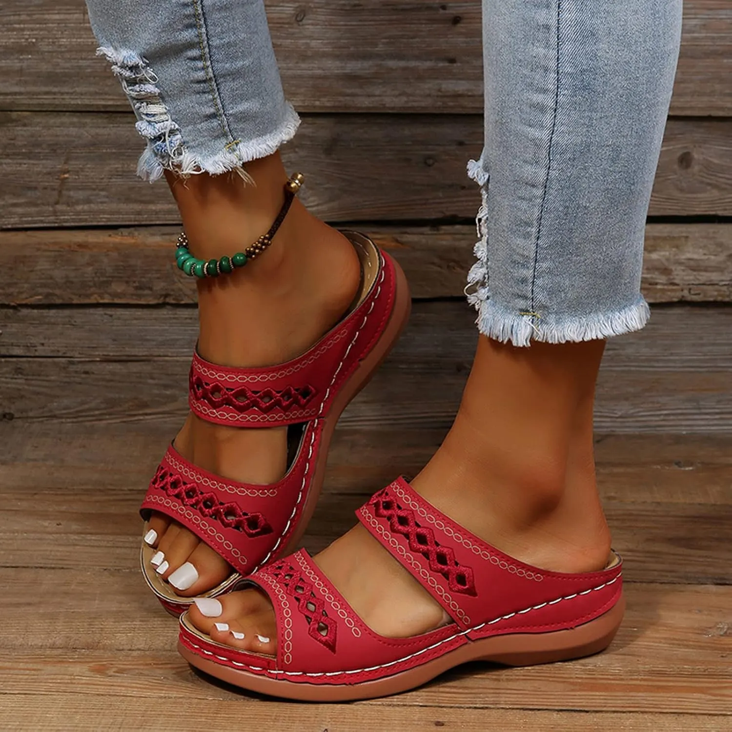 2025 Womens Sandals For Summer And Spring Comfortable Trendy Wedge Platform Arch Support Wide Width Flip Flops