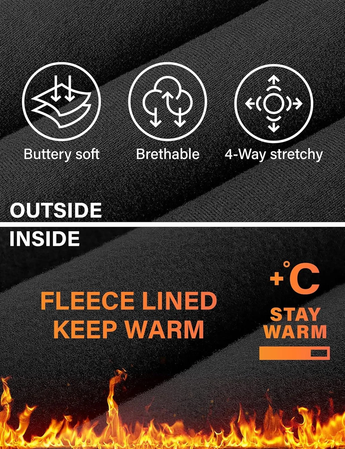3 Pack Fleece Lined Leggings Women with Pockets Tummy Control High Waisted Thermal Warm Winter Workout Yoga Pants