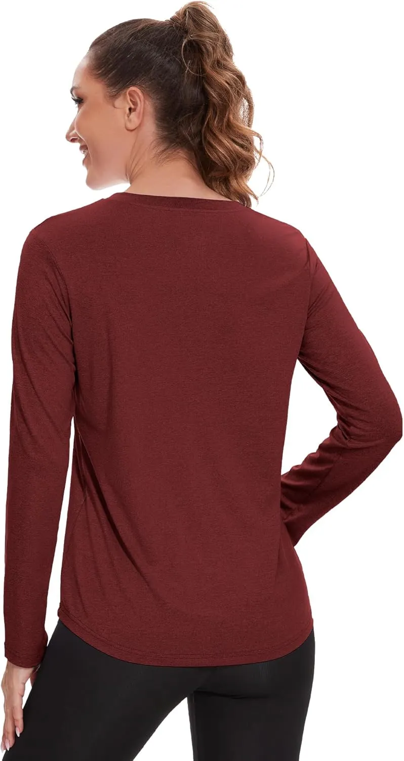 7 Pack Womens Long Sleeve Athletic Shirts UV Sun Protection UPF 50  Quick Dry Workout Running Tops V Neck