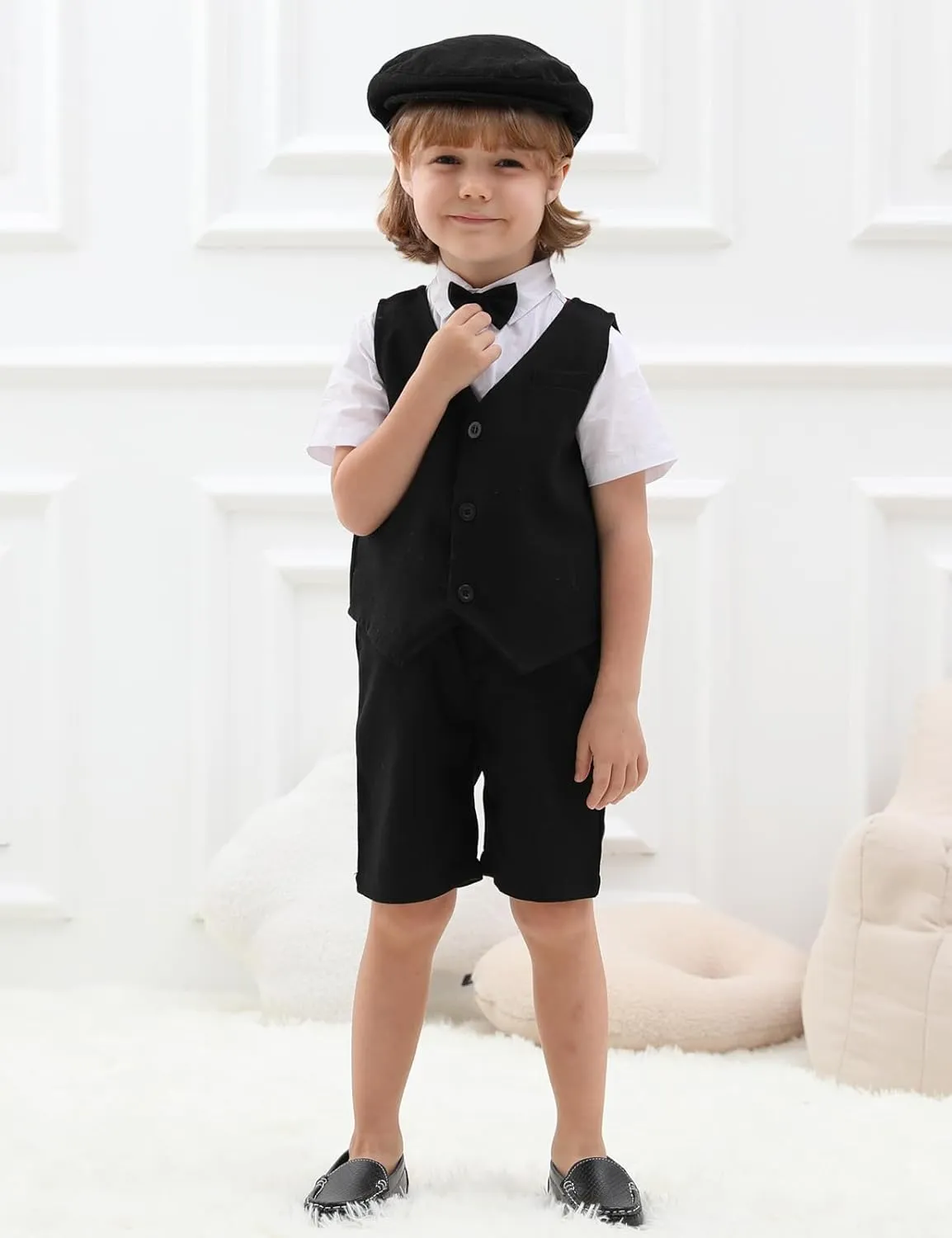 A&J DESIGN 5pcs Baby & Toddler Suit, 12 Months - 6 Years, Shirt & Shorts & Vest & Bow Tie