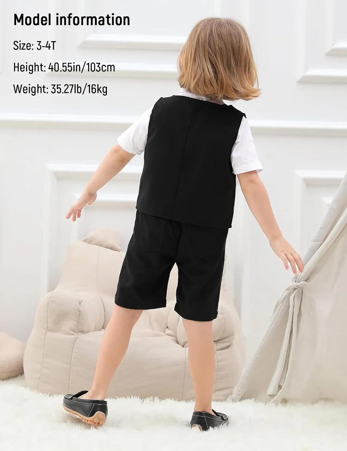 A&J DESIGN 5pcs Baby & Toddler Suit, 12 Months - 6 Years, Shirt & Shorts & Vest & Bow Tie