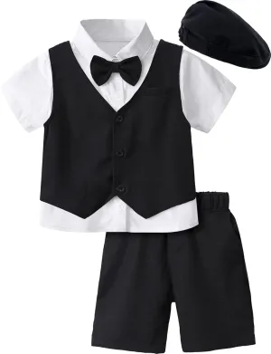 A&J DESIGN 5pcs Baby & Toddler Suit, 12 Months - 6 Years, Shirt & Shorts & Vest & Bow Tie