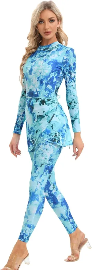 ABAFIP Women's Modest Muslim Swimwear Rash Guard Long Sleeve Swimsuit Pants Skirt Sarong Cover ups Bathing Suit