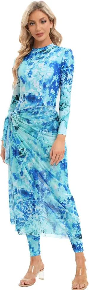 ABAFIP Women's Modest Muslim Swimwear Rash Guard Long Sleeve Swimsuit Pants Skirt Sarong Cover ups Bathing Suit