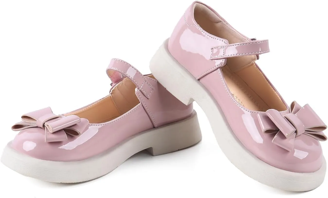 ADAMUMU Toddler Dress Shoes Flower Girl Shoes for Weeding Cute Toddler Mary Jane Shoes Lace Flore Ballet Flat for Walking, Jumping