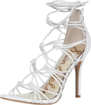 Adella Sandals Ultimate savings Edelman White Toe Heeled Open Womens Cagez Fraud-free Zip Dress Sam Leather