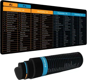 AI Illustrator/PS Photoshop Sheet Desk pad, Windows Large Gaming Office pc Mouse pad,Keyboard Shortcuts Mouse pad,Non-Slip Waterproof Desk mat,XL 31.4 x 11.8 in (TS1058)