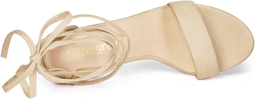 Allegra K Women's Tie Up Strappy Heels Chunky High Heels Sandal