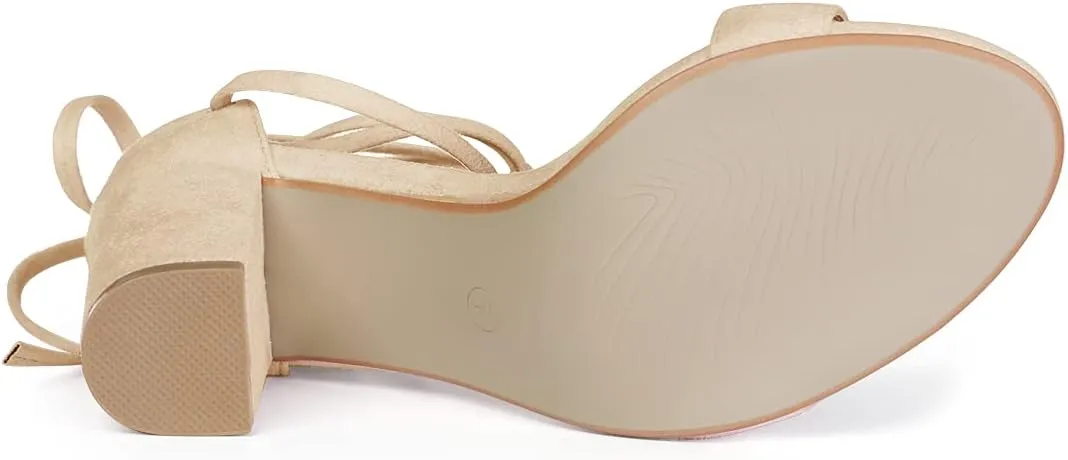Allegra K Women's Tie Up Strappy Heels Chunky High Heels Sandal