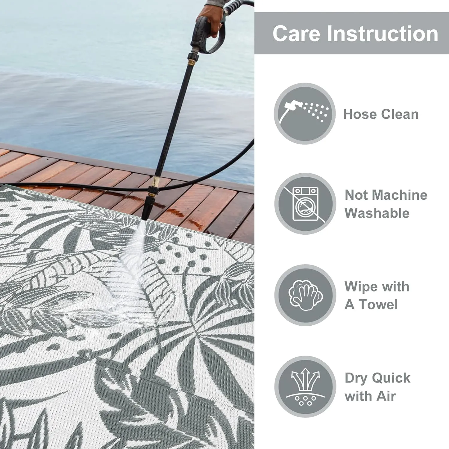 Anidaroel Outdoor Rugs 6x9ft for Patios Clearance Waterproof, Reversible Tropical Plastic Straw Camping Mat Outside Rug, Large Outdoor Area Rug for RV, Porch, Deck, Balcony, Picnic(6'x9')