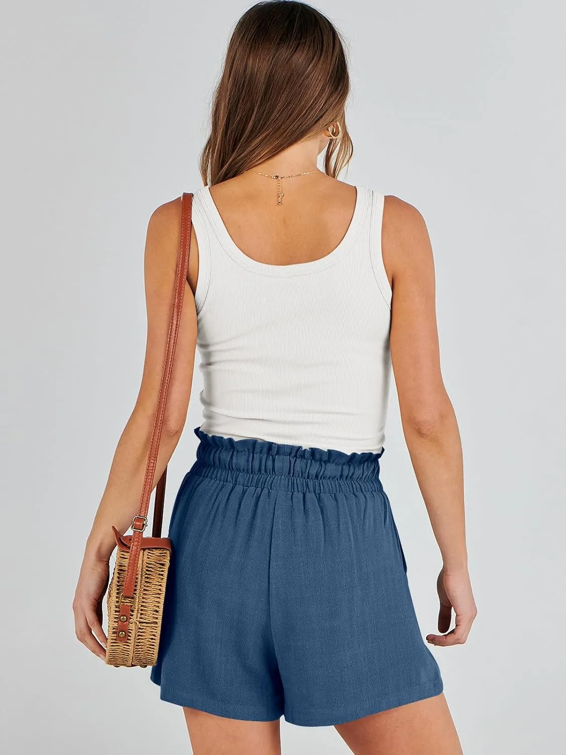 ANRABESS Linen Shorts for Women Summer Casual Wide Leg Loose High Waist Drawstring Dressy Beach Shorts 2025 Comfy Clothes