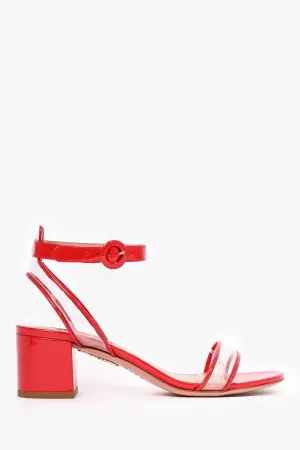 Aquazzura Red Patent Leather "Minimalist Sandal 50" Heels Size 35