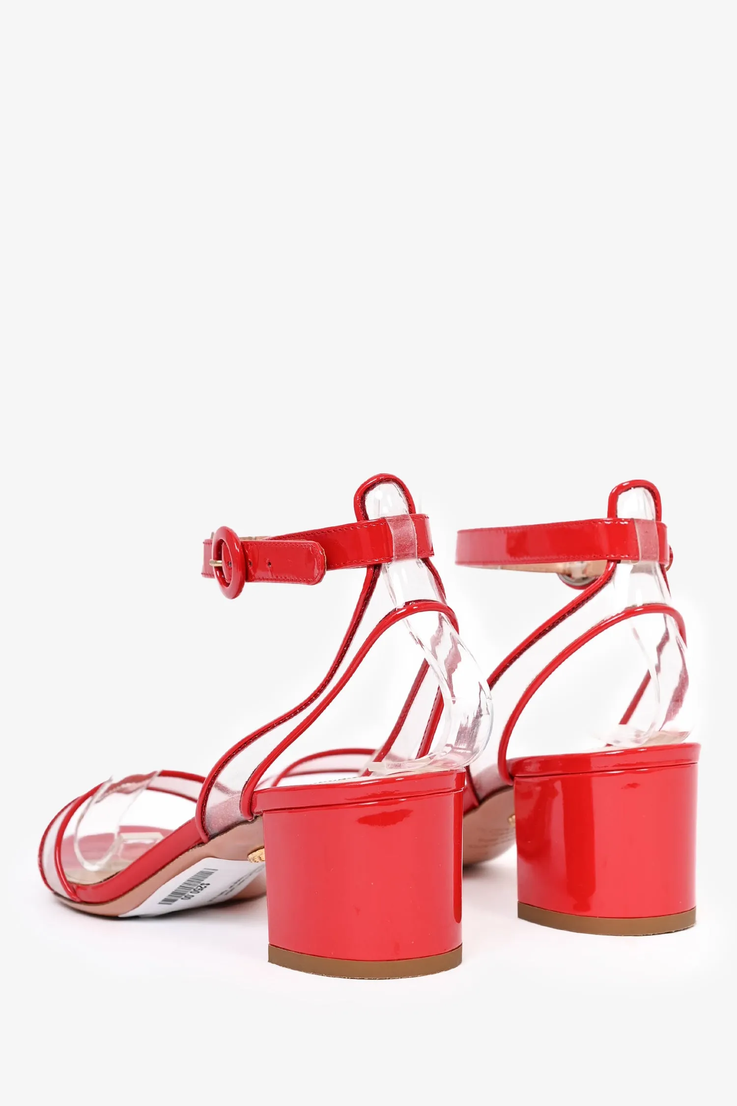 Aquazzura Red Patent Leather "Minimalist Sandal 50" Heels Size 35