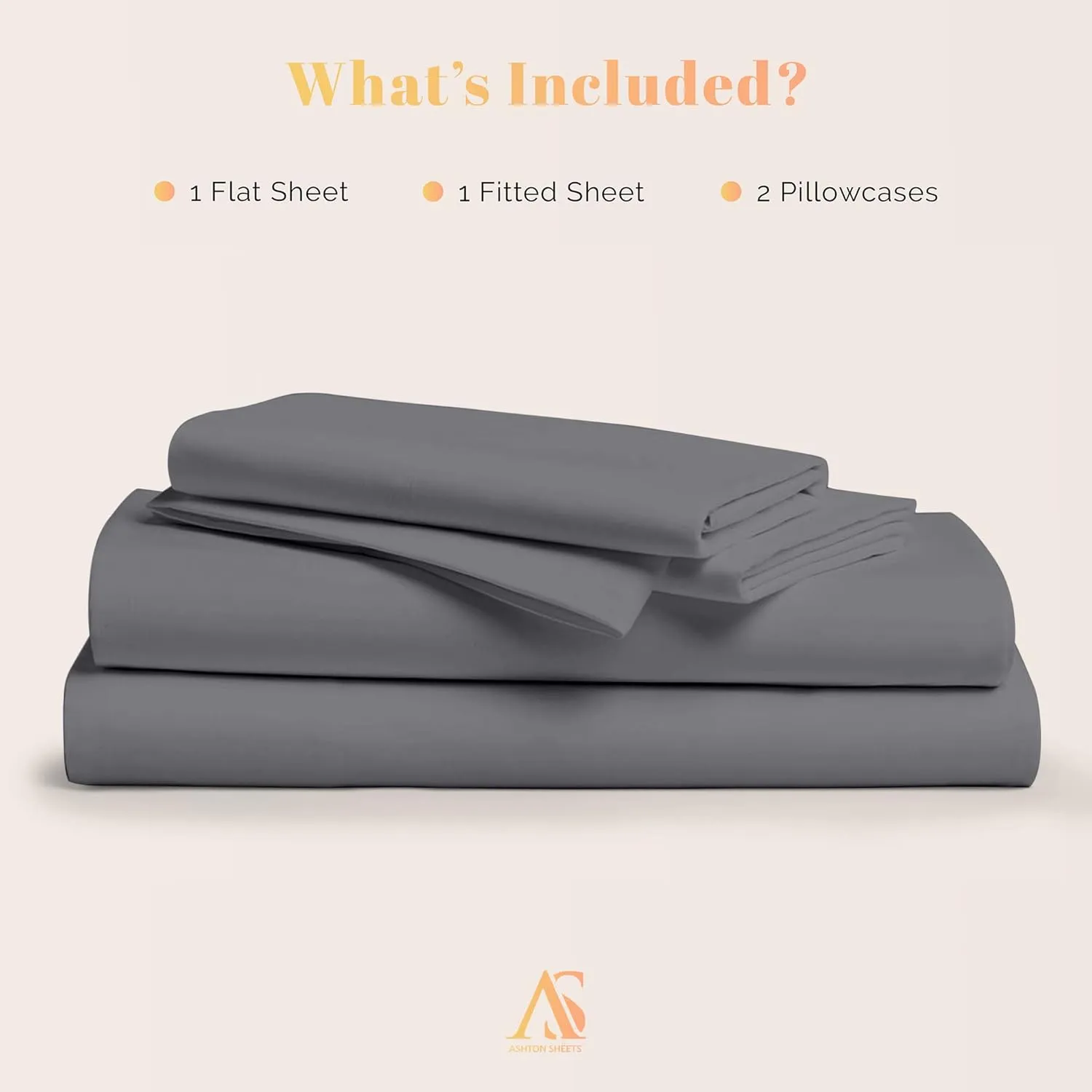 Ashton Sheets 100% Egyptian Cotton Sheets Queen Size - 800 Thread Count 4 PC Queen Sheet Set Egyptian Cotton, Sateen Luxury Sheets Queen Size, High Thread Count Sheets, 16" Deep Pocket - Dark Grey