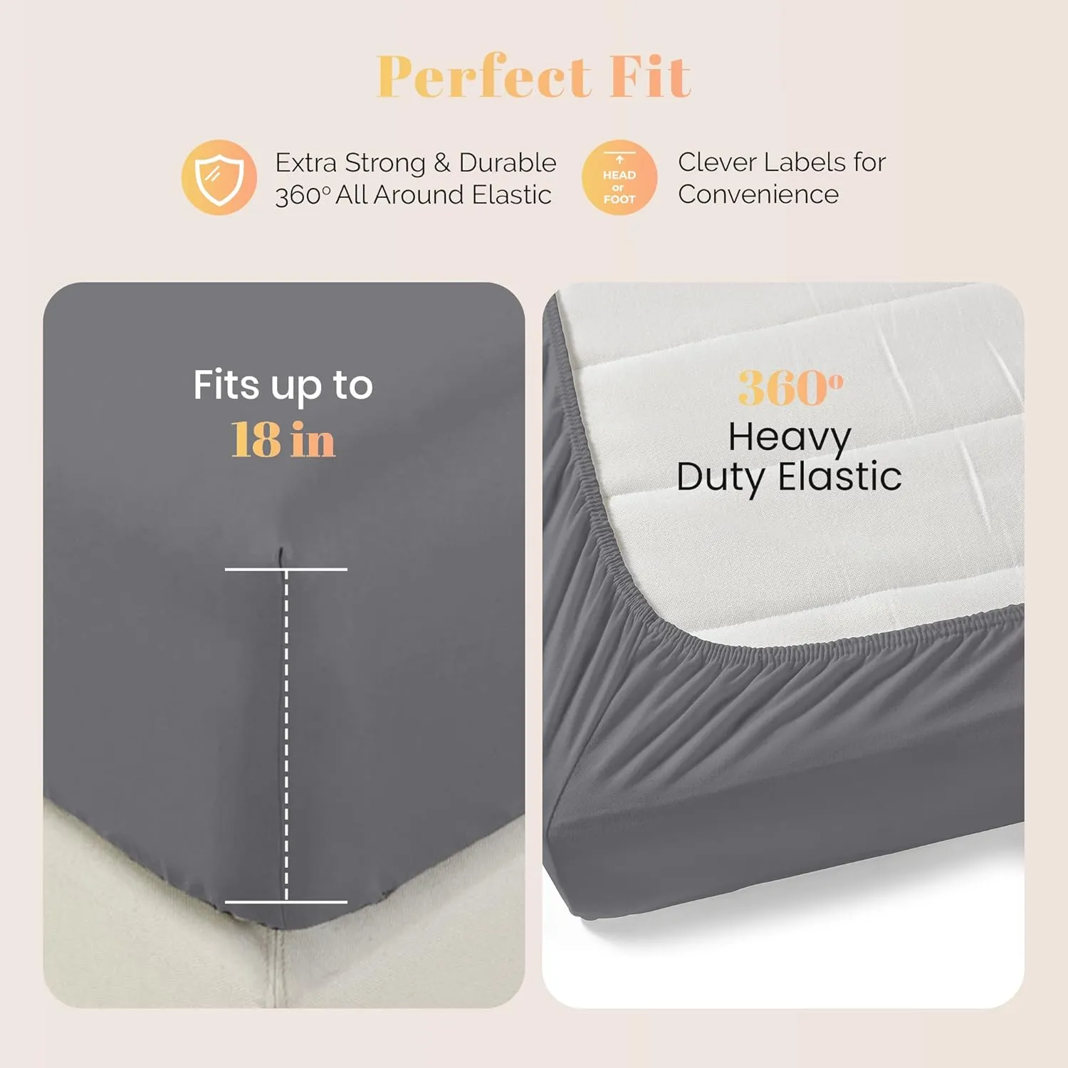 Ashton Sheets 100% Egyptian Cotton Sheets Queen Size - 800 Thread Count 4 PC Queen Sheet Set Egyptian Cotton, Sateen Luxury Sheets Queen Size, High Thread Count Sheets, 16" Deep Pocket - Dark Grey