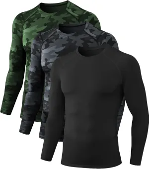 Athletic Compression Shirt Cool Dry Compression Shirts for Men Long Sleeve Baselayer Tops Running Workout T Shirts Gym Top