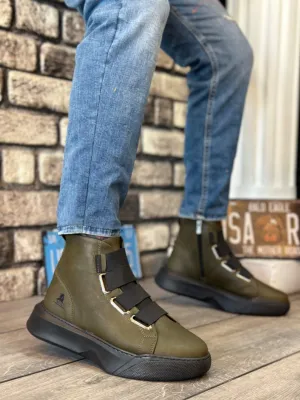BA0142 Banded Men's High Sole Black Sport Boots - Men Fashion Sneaker Shoes Men's Sneaker Boots