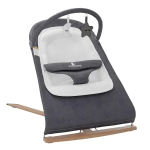 Baby Bouncer Seat 0-12 Months with Elegant Wood Accents, Bouncer Seat for Infants, Portable Infant Bouncer with Inner Mattress & Travel Bag