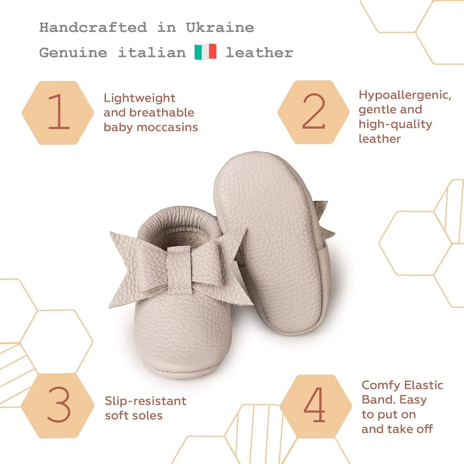 Baby Girl Shoes Moccasins with Bow (Italian Leather) Soft Sole for Girls | Crib, Infants, Babies, Toddlere, Newborn, Walking