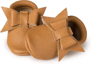 Baby Girl Shoes Moccasins with Bow (Italian Leather) Soft Sole for Girls | Crib, Infants, Babies, Toddlere, Newborn, Walking