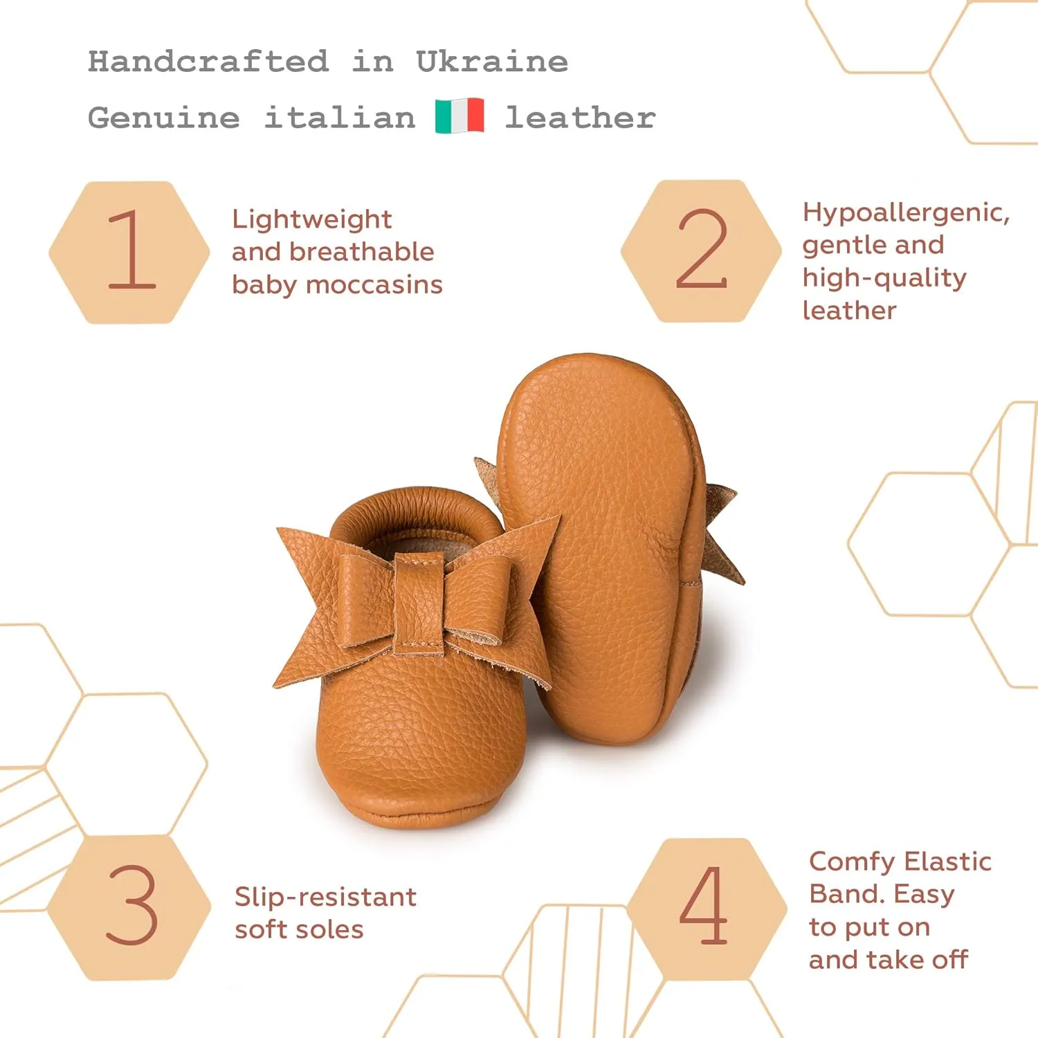 Baby Girl Shoes Moccasins with Bow (Italian Leather) Soft Sole for Girls | Crib, Infants, Babies, Toddlere, Newborn, Walking