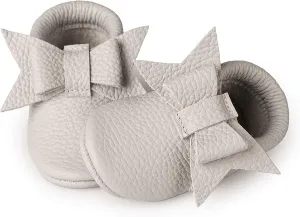 Baby Girl Shoes Moccasins with Bow (Italian Leather) Soft Sole for Girls | Crib, Infants, Babies, Toddlere, Newborn, Walking