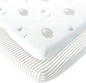 Bassinet Fitted Sheets for Baby Beside Dreamer Bedside Sleeper and Chicco Next2Me – Fits 20 x 33 Mattress – Snuggly Soft Jersey Cotton – Grey – 2 Pack