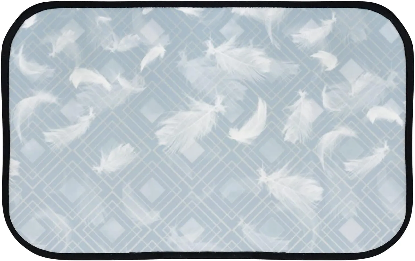 Bath Mat Area Rugs Non-Slip White Feathers Flight Water Absorbent Coral Velvet Carpet Machine Washable 36X24 Inch