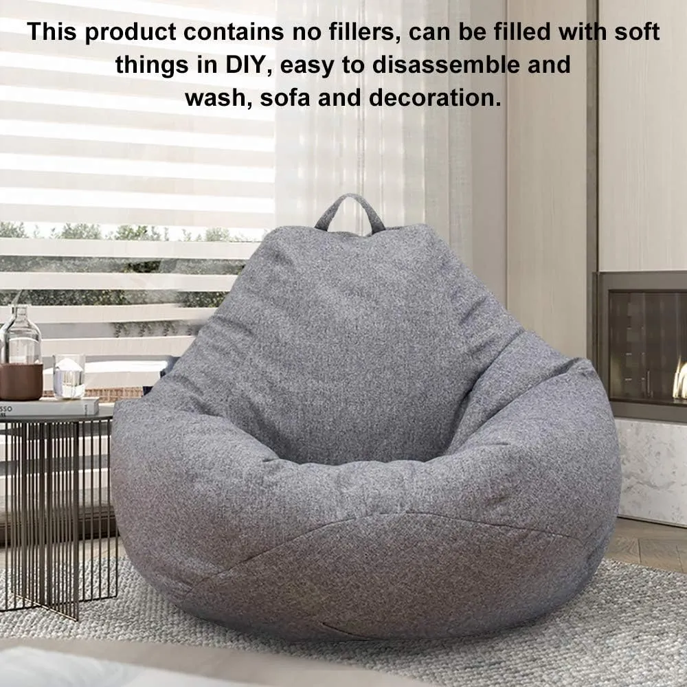 Bean Bag Chair Sofa Cover(No Filler), Lazy Lounger High Back Large Bean Bag Storage Chair Cover Sack for Adults and Kids without Filling (Dark Gray, XL)