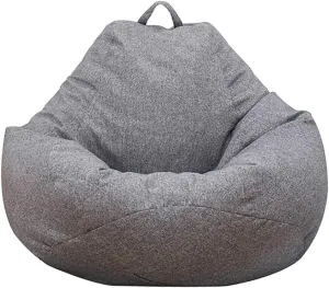 Bean Bag Chair Sofa Cover(No Filler), Lazy Lounger High Back Large Bean Bag Storage Chair Cover Sack for Adults and Kids without Filling (Dark Gray, XL)