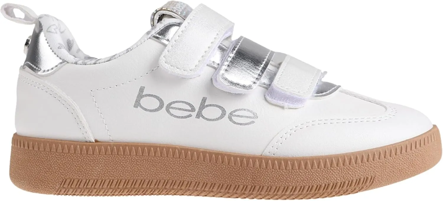 bebe Girls' Shoes - Sneakers for Girls, Low Top Metallic Flat Sneakers for Little Kid/Big Kid