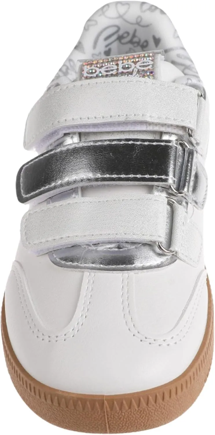 bebe Girls' Shoes - Sneakers for Girls, Low Top Metallic Flat Sneakers for Little Kid/Big Kid
