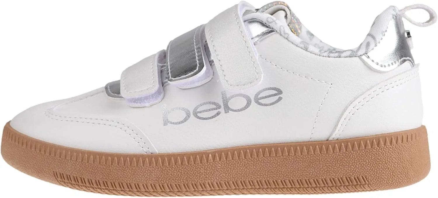 bebe Girls' Shoes - Sneakers for Girls, Low Top Metallic Flat Sneakers for Little Kid/Big Kid