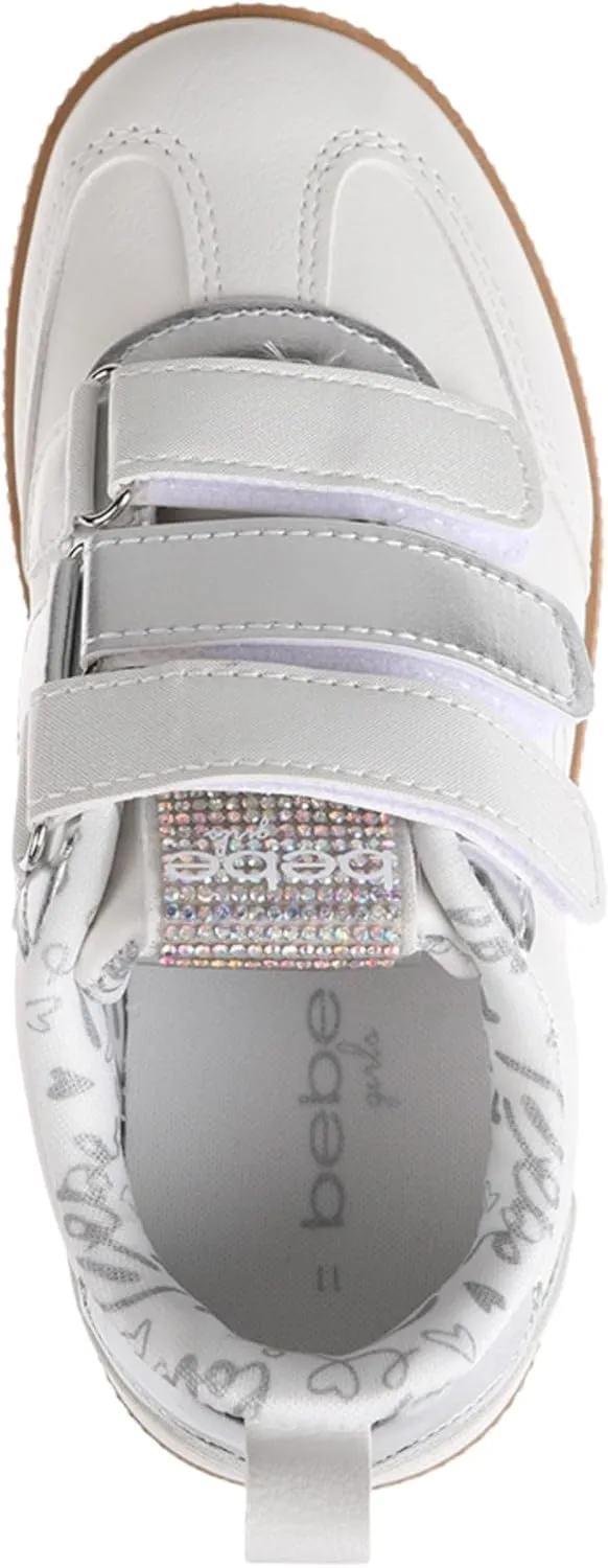 bebe Girls' Shoes - Sneakers for Girls, Low Top Metallic Flat Sneakers for Little Kid/Big Kid