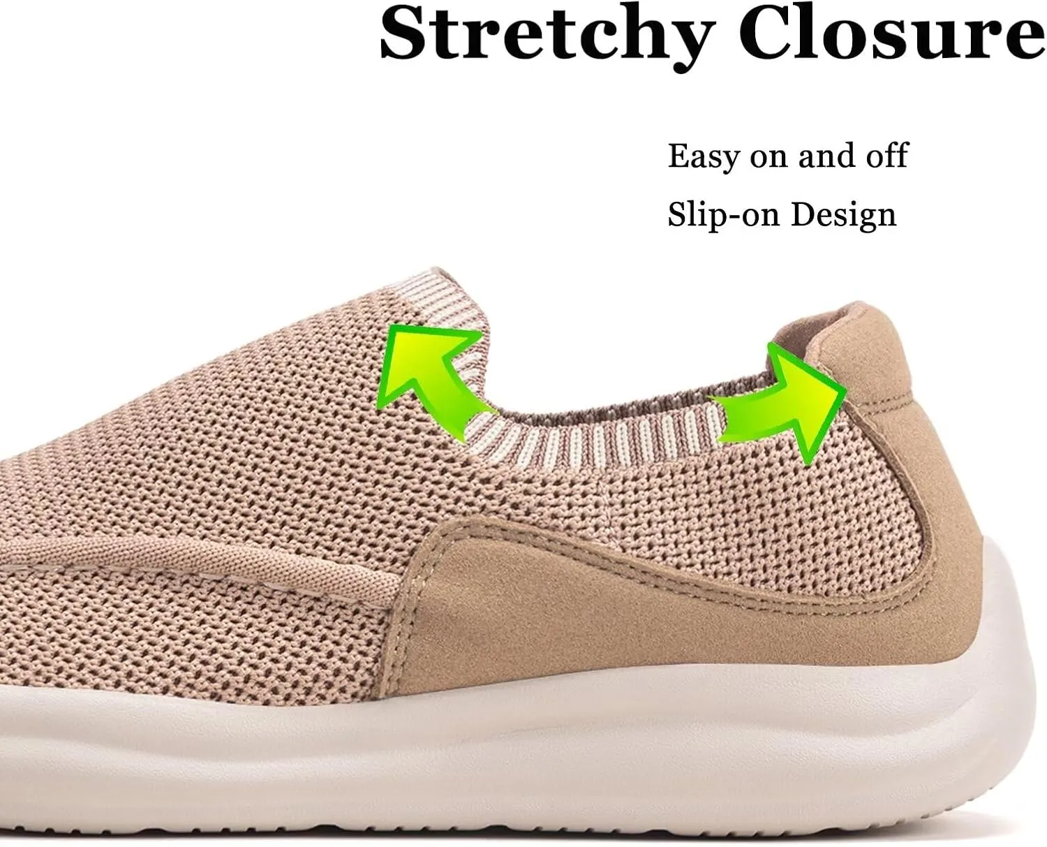BEJINASH Women's Walking Shoes Wide Toe Box Knitted Slip-on Shoes for Women Comfortable and Soft Casual Work Loafer Shoes