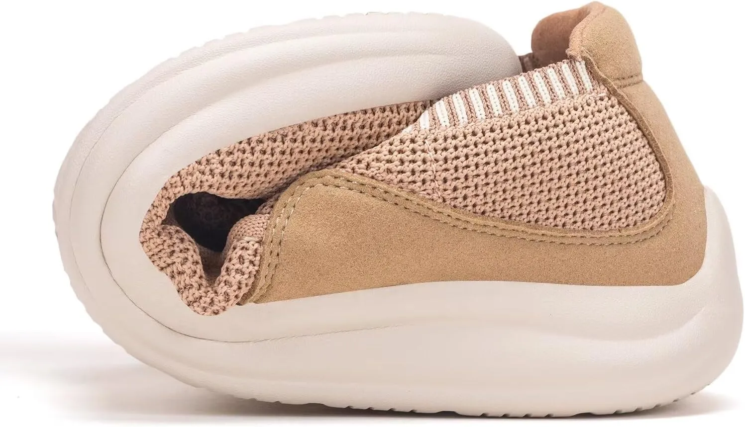 BEJINASH Women's Walking Shoes Wide Toe Box Knitted Slip-on Shoes for Women Comfortable and Soft Casual Work Loafer Shoes