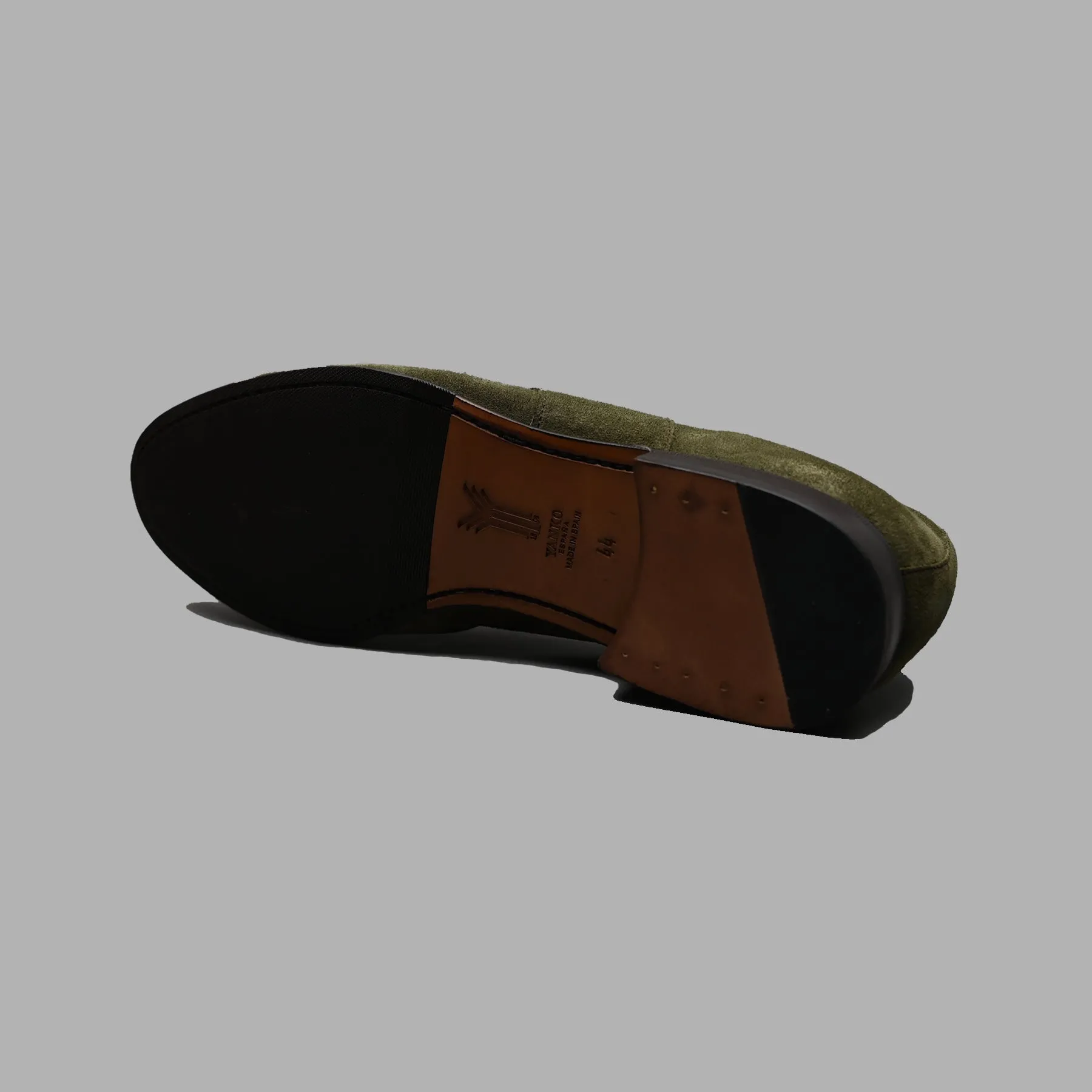 Belgian Penny Loafer in Moss Green Suede