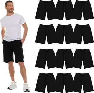 BILLIONHATS Mens Fleece Lined Shorts, 11 Inch Comfy Lounge, Wholesale Bulk Multipack for Donations, Charities, and Shelters