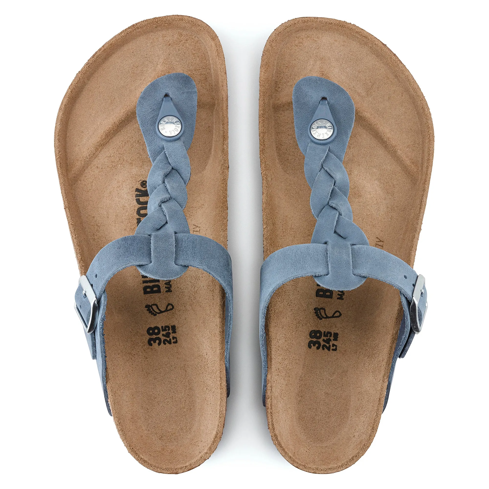 Birkenstock Gizeh Braid dusty blue oiled leather