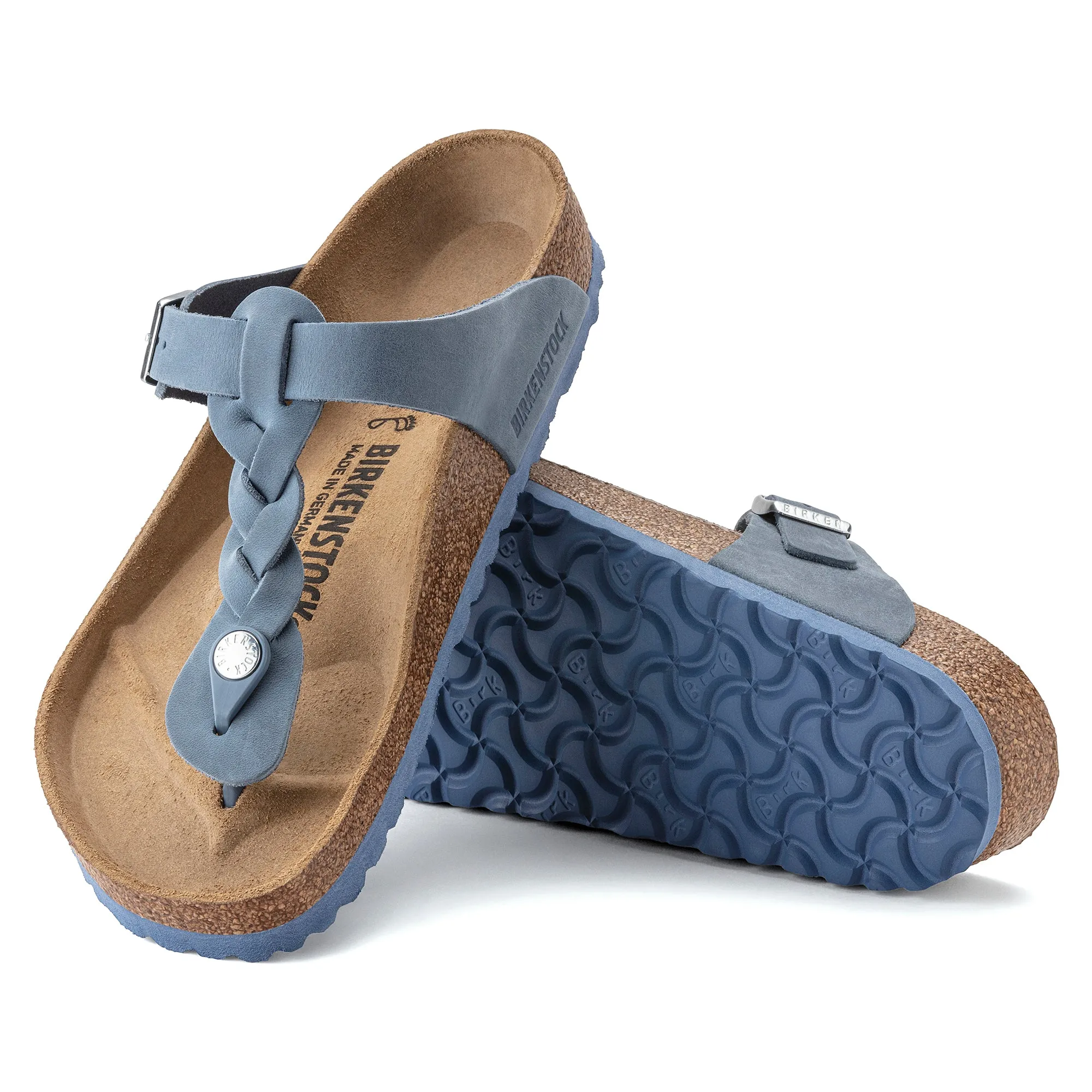 Birkenstock Gizeh Braid dusty blue oiled leather