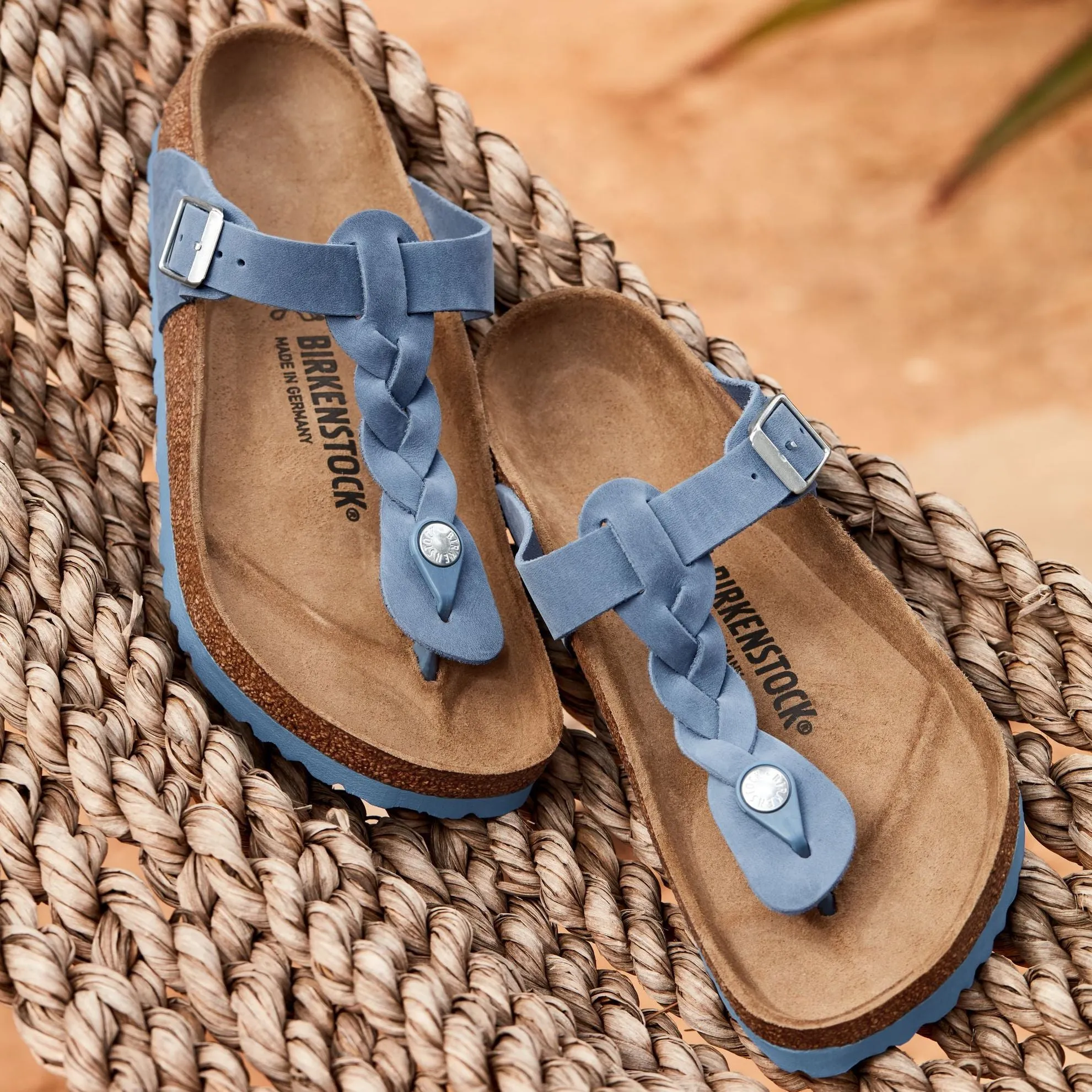 Birkenstock Gizeh Braid dusty blue oiled leather