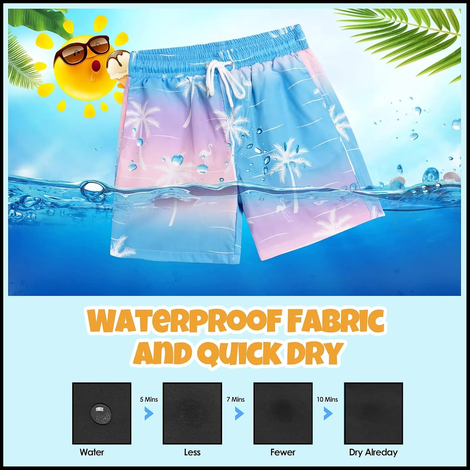 Boys Swim Trunks Bathing Suit Swim Shorts with Boxer Brief Liner Quick Dry Beach Swimsuit Compression