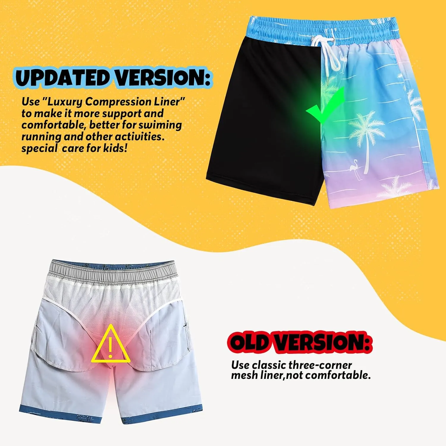 Boys Swim Trunks Bathing Suit Swim Shorts with Boxer Brief Liner Quick Dry Beach Swimsuit Compression