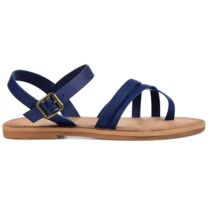 Brinley Co. Womens Strappy Ankle Wrap Sandal Blue, 7 Regular US