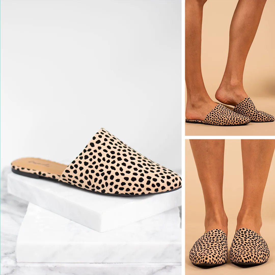Brown Leopard Flat Mules