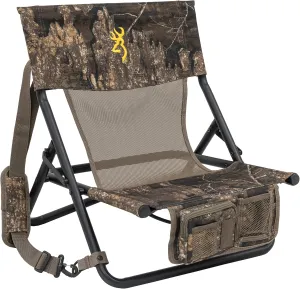 Browning Low-Profile Woodland Hunting Chair with Flat-Folding Design, Durable Steel Frame, Hanging Call Organizer Pocket, and Padded Shoulder Carry Strap