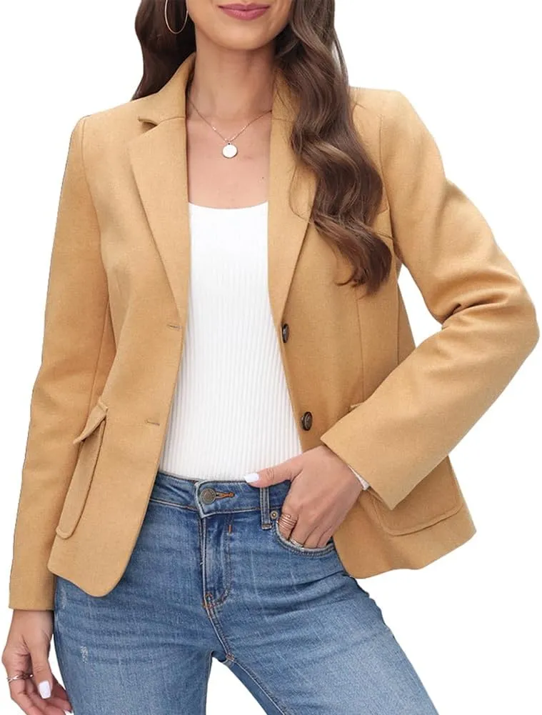BZB Women's Casual Blazers Long Sleeve Lapel Open Front Work Office Bussiness Warm Blazer Jackets